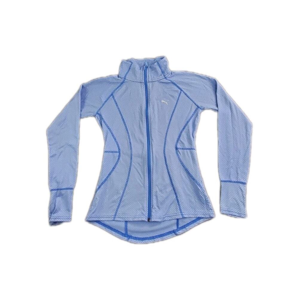 Puma Women's Sport Jacket Size XS Full Zip Warm Up Track Blue Life Style C33-85